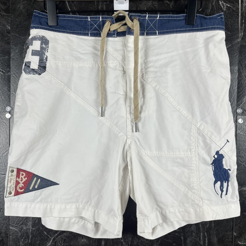 Polo Ralph Lauren Men's White Flag Big Pony Shorts Small
